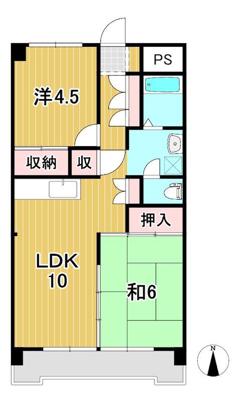 キタミビルA(2LDK/2階)の間取り写真