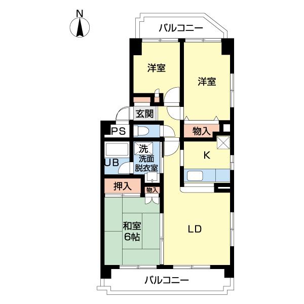 エスペランス姪浜(3LDK/2階)の間取り写真