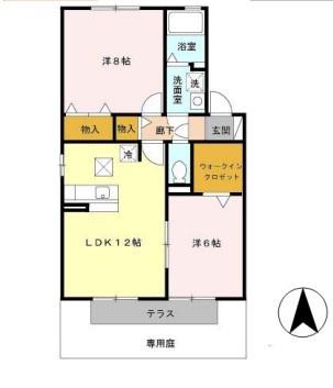 シャルマンコート A棟(2LDK/1階)の間取り写真