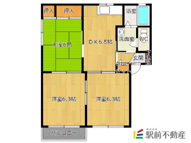エクセレント川副B(3DK/1階)の間取り写真