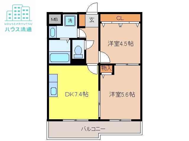アクシアダイワ(2DK/3階)の間取り写真