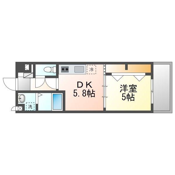 プライムヒルズ真嘉比(1DK/3階)の間取り写真