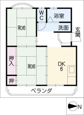 藤本ハイツ(2DK/4階)の間取り写真