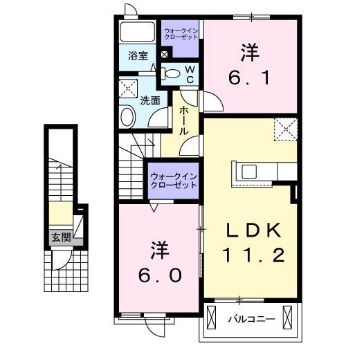 MY STAR S(2LDK/2階)の間取り写真