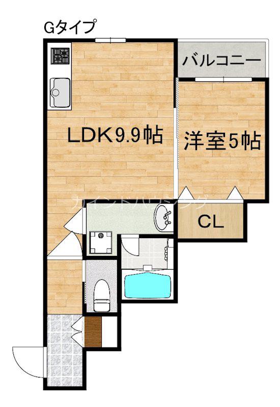 ALIVIO泉佐野(1LDK/3階)の間取り写真