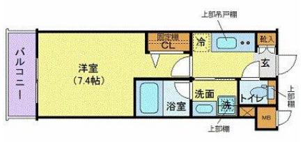 ハーモニーレジデンス品川高輪(1K/3階)の間取り写真