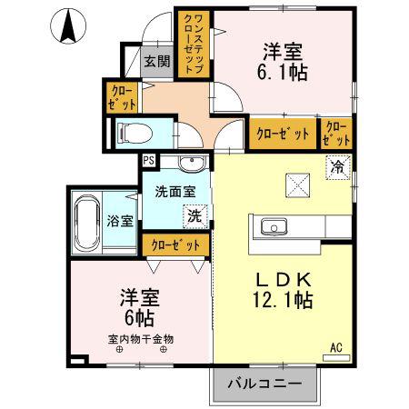 CIEL FUJISAKI(2LDK/1階)の間取り写真
