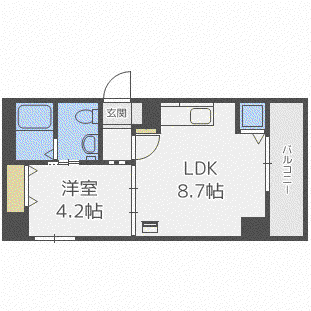 LEE北9条(1DK/6階)の間取り写真