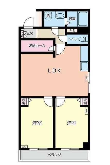 アパートメント松ヶ枝II(2LDK/4階)の間取り写真
