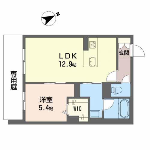 GRAND GREIGE(1LDK/1階)の間取り写真