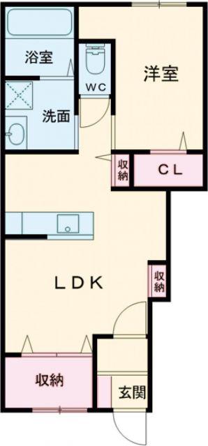 AFC RESIDENCE 磐田中泉(1LDK/1階)の間取り写真