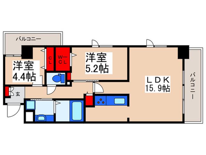 クレアガーデン(2LDK/4階)の間取り写真
