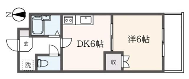 矢部ハイツI(1DK/3階)の間取り写真