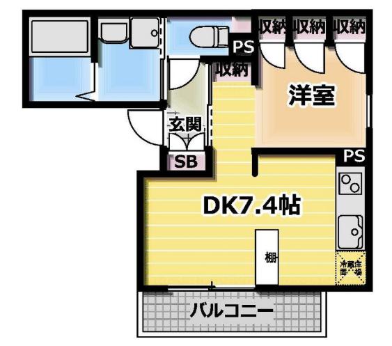 HOUSEKLU IM29(1K/3階)の間取り写真