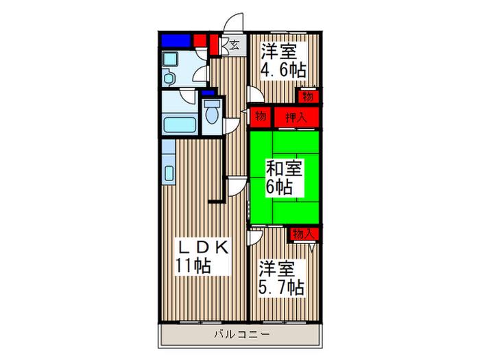 メロード西浦和(3LDK/1階)の間取り写真