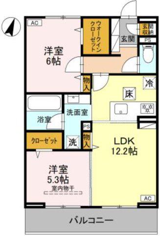 コアひばりヶ丘(2LDK/3階)の間取り写真