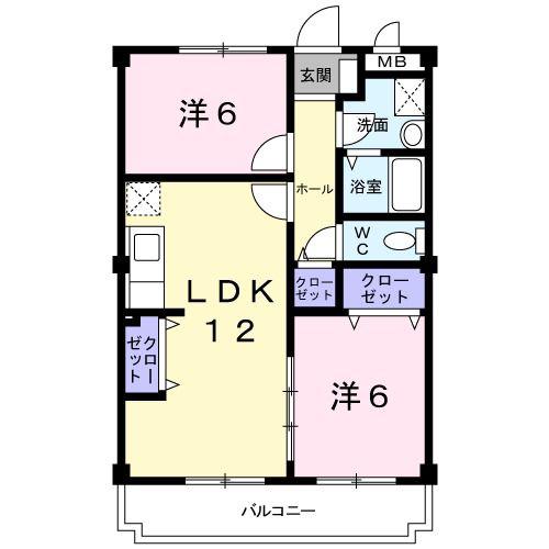 サンハイム梓(2LDK/1階)の間取り写真