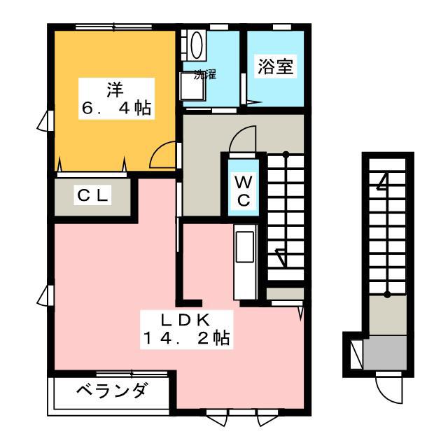 ブランシェ高丘北(1LDK/2階)の間取り写真