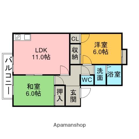 グランドメゾン依佐美 D(2LDK/2階)の間取り写真