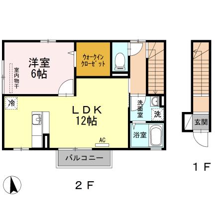 セジュール花みずき(1LDK/2階)の間取り写真