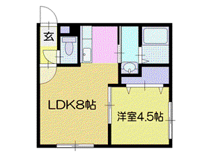 プリオール恵庭(1LDK/1階)の間取り写真