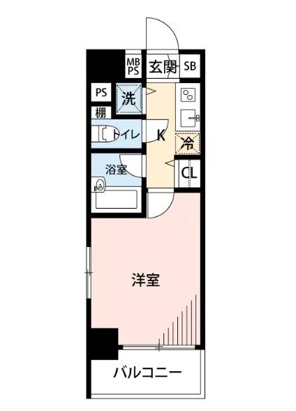マイナビSTAYミライエ麻布十番イースト(1K/8階)の間取り写真