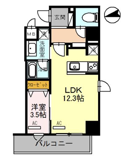 パンセ新町(1LDK/5階)の間取り写真