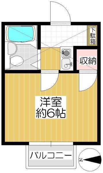 ケンズコーポ(1K/2階)の間取り写真