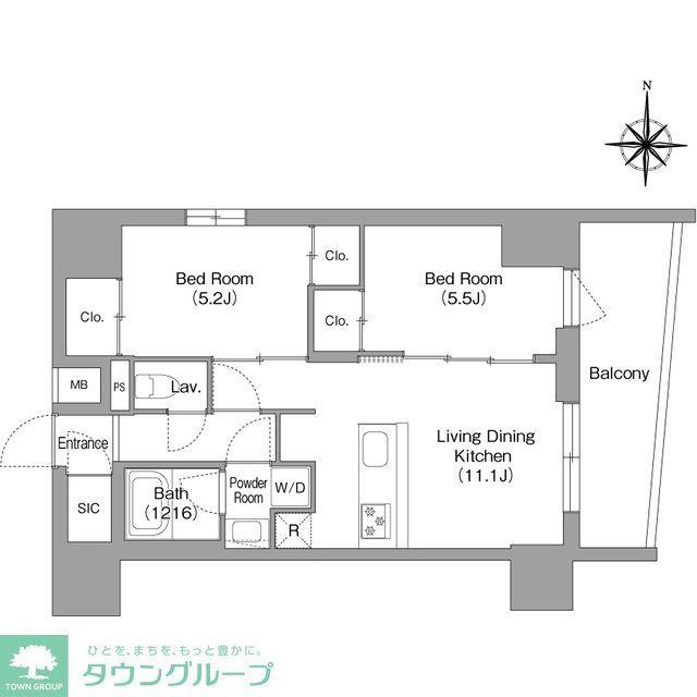 コンフォリア・リヴ住吉千田(2LDK/8階)の間取り写真