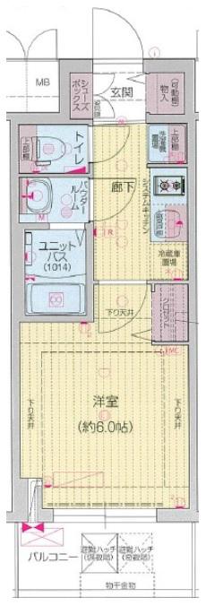 プレサンス松屋町ヴィゴラス(1K/3階)の間取り写真