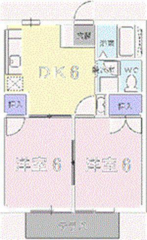 ブルーシティーA(2DK/1階)の間取り写真