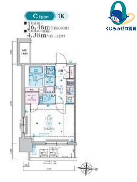 リヴシティ新栄(1K/2階)の間取り写真
