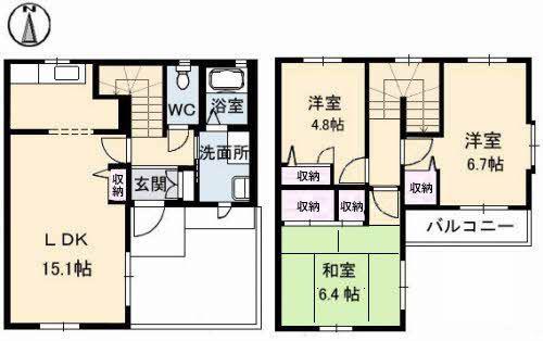 ニューサンホーム日吉G棟(3LDK/1階)の間取り写真
