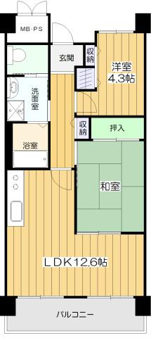 高優賃/アメニティコート岡本(2LDK/2階)の間取り写真
