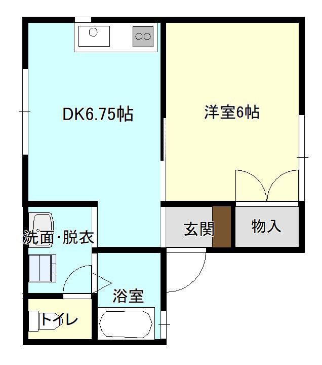 第二朝日コーポ(1DK/1階)の間取り写真