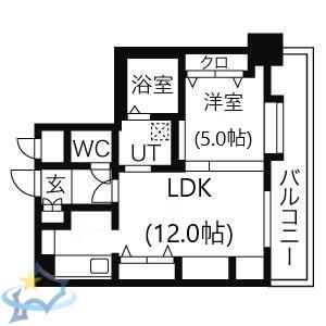ピュア東彩館2(1LDK/9階)の間取り写真