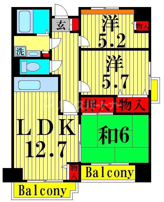 シーダーエクセレントⅡ(3LDK/5階)の間取り写真
