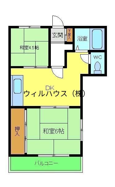 エスポワールイワタ(2DK/2階)の間取り写真