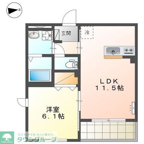 WISHING WELL(1LDK/1階)の間取り写真