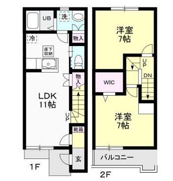 CASA ROSA(2SLDK/1階)の間取り写真
