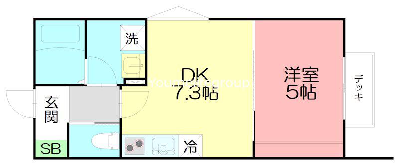 VARIA東海岸南(1DK/1階)の間取り写真