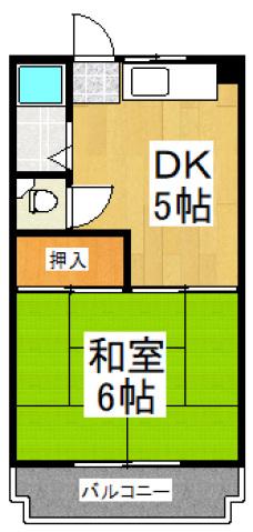 マンションK(1DK/3階)の間取り写真