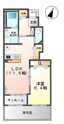 カーサ アマティ(1LDK/1階)の間取り写真