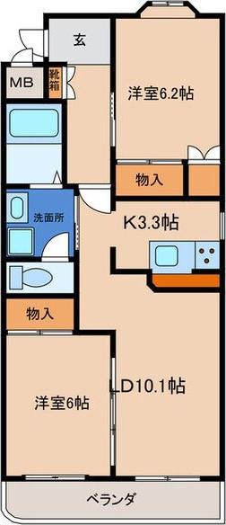 GRANDHILLS KAMINOKURA(2LDK/1階)の間取り写真