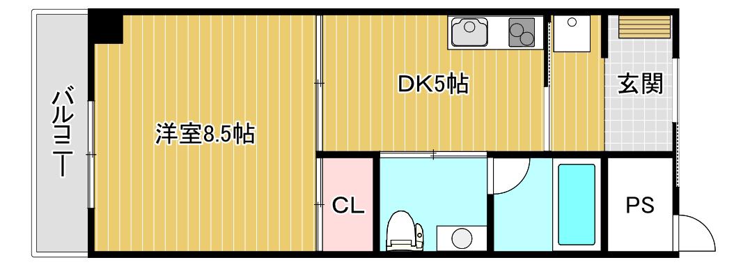 サポートタウン河渡(1DK/3階)の間取り写真