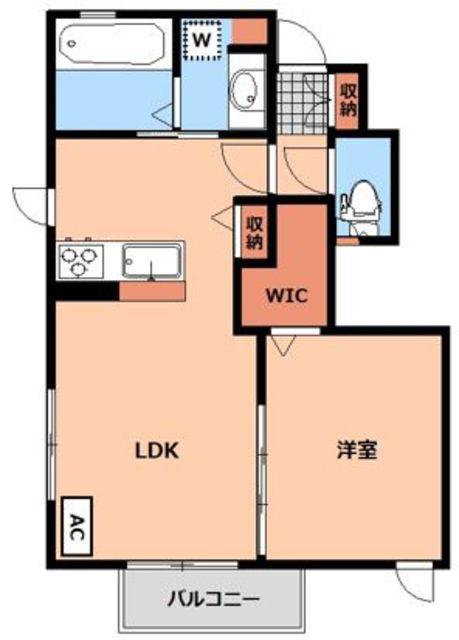 ピナ市ヶ尾(1LDK/1階)の間取り写真
