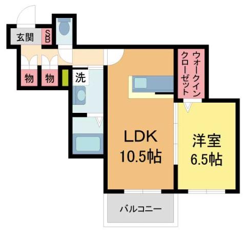 ヘーベルメゾン酒蔵通(1LDK/2階)の間取り写真