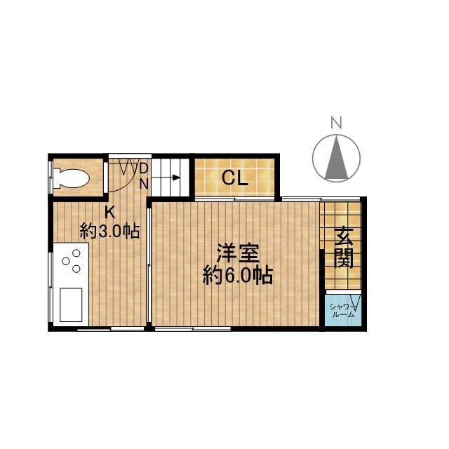 石島戸建(1K/1階)の間取り写真