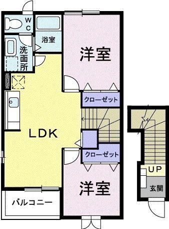 サンスベリアII(2LDK/2階)の間取り写真