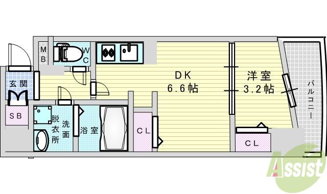 YOUSⅧ番館(1DK/8階)の間取り写真